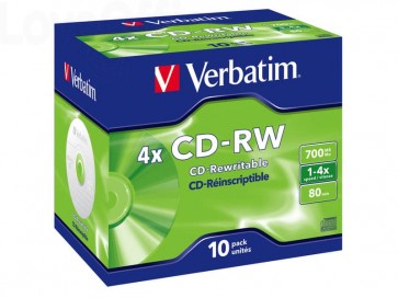 CD-RW Verbatim 4 custodia Jewel Case 700 MB 43123 (conf.10)