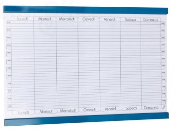 Planning settimanale magnetico SGS 90x60 cm - Bianco con rigature Blu petrolio GR 451
