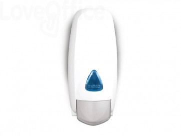 Dispenser sapone con cartuccia rigida QTS in ABS con capacità 1000 ml Bianco con vetrino Blu