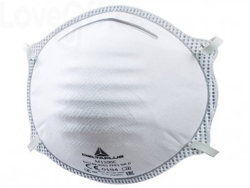 Mascherine di protezione Delta Plus FFP1 fibra sintetica non tessuto -stringinaso regolabile Bianco - M1100C (conf.20)