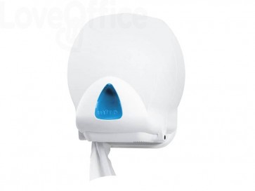 Distributore mini di carta igienica jumbo QTS in ABS con capacità massim ø20 cm Bianco con vetrino Blu IN-TO2/WS