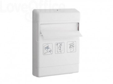 Distributore veline copri WC QTS in ABS con capacità 200 veline Bianco 