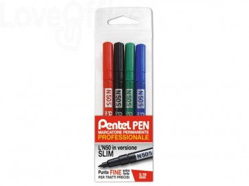 Pennarelli indelebili Pentel N50 Slim punta conica 3,18 mm Assortito - 0022066 (4)