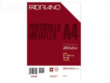 Fogli protocollo uso bollo Fabriano per stampanti filigranati - Bianco - 125 g/m² - A4 aperto (conf.250 fogli)