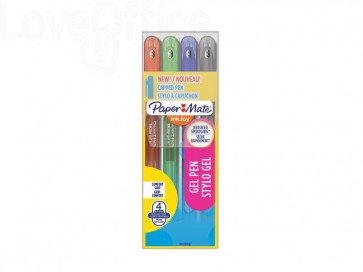 Penne Paper Mate InkJoy Gel 600 Stick - M - 0,7 mm Assortito - 2022537 (conf.4: Nero, Blu, Rosso, Verde )