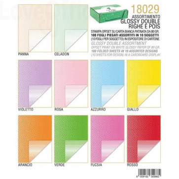 Carta regalo Kartos glossy Double Face 10 colori assortiti- 18029 (conf.100 fogli)