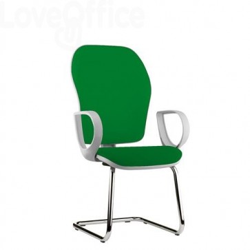 sedia ufficio verde in polipropilene con gambe a slitta