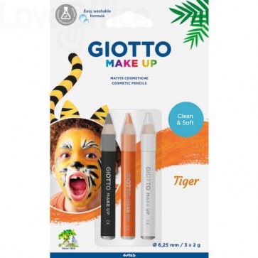 Tris tematico di matite cosmetiche GIOTTO Bianco, Giallo, Nero - Tiger 473300