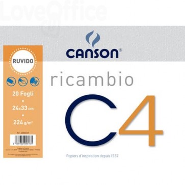 Ricambio album da disegno Canson C4 - ruvido - 224 g/m² - 24x33 cm - 20 fogli - C400052349