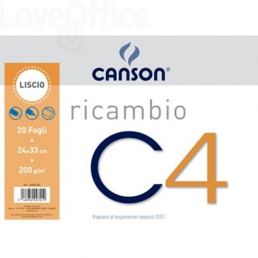 Ricambio album da disegno Canson C4 - liscio 224 g/m² - 24x33 cm - 20 fogli - C400052383