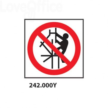 Cartello di divieto "Vietato arrampicarsi sugli scaffali'' 33x33 cm - 242.000Y