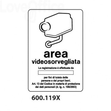Cartello "Area Videosorvegliata" 600.119X