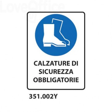 Cartello di obbligo "Obbligatorio usare calzature di sicurezza" 33x50 cm - 351.002Y