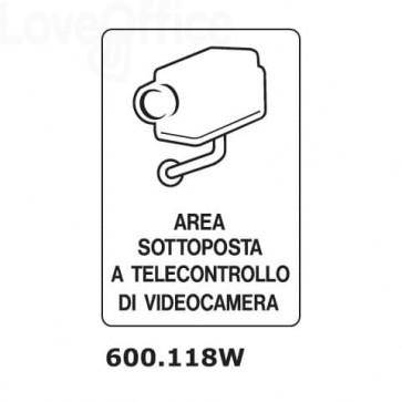 Cartello di avviso "Area sottoposta a telecontrollo di videocamera'' 600.118W