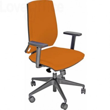 Sedia ufficio girevole Unisit Giulia con base in alluminio - Braccioli opzionali - Rivestimento Eco Arancione