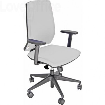 Sedia ufficio girevole Unisit Giulia con base in alluminio - Braccioli opzionali - Rivestimento similpelle Bianco