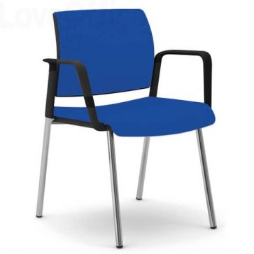 Sedia gambe metallo Blu Unisit Kind - con braccioli - rivestimento ignifugo - KI4GNBR/IB