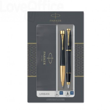 Gift set Duo Parker - Penna a sfera a scatto Jotter M Stainless Steel CT + Stilografica M