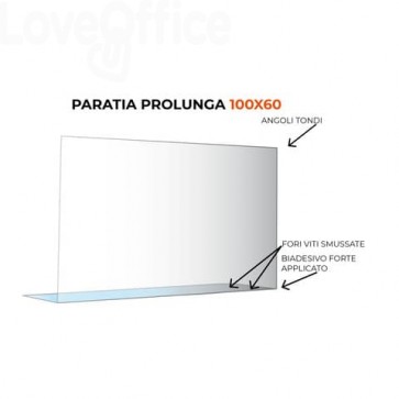 Paratia prolunga formato 100x60 cm policarbonato Trasparente