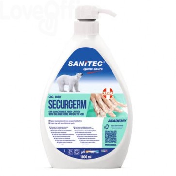 Sapone liquido Sanitec Securgerm 2 antibatterici clorexidina e acido lattico - flacone 1000 ml - 1030