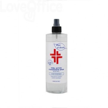 Spray igienizzante superfici (alcol 70%) 400 ml - Active linea Bosco di Rivalta - flacone Trasparente - BOS014