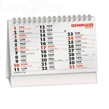 Calendario da Tavolo wire-o (13 fogli) 14,4x10,2 cm Rosso/nero CT400