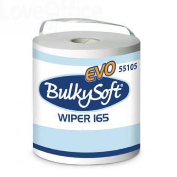 Bobine in pura cellulosa Wiper 165 evo Bulkysoft 750 strappi 2 veli Bianco (conf.2)