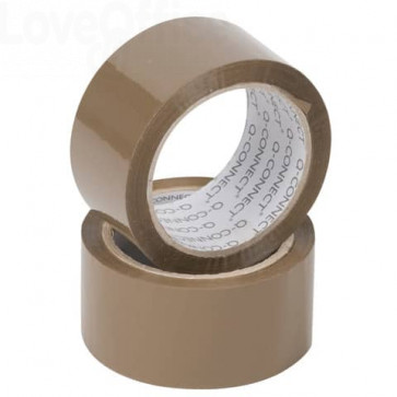 Nastri adesivi da imballo Q-Connect - 50 mm x 100 m - Avana - svolgimento rumoroso - conf.6 pezzi