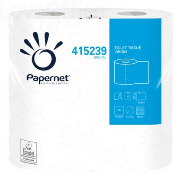 Carta igienica fascettata Papernet 2 veli 190 strappi - in pura cellulosa - formato hotel (conf.4 pezzi)