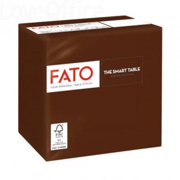 Tovaglioli piegati 2 veli Fato Smart Table pura cellulosa 24x24 cm cioccolato (conf.100)