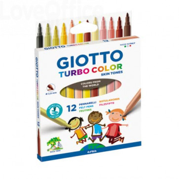 2123 Pennarelli Giotto Turbo Color Skin Tones punta fine in fibra 2,8 mm  colori assortiti (conf.12 pezzi) 2.66 - Cancelleria e Penne - LoveOffice®
