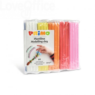 Panetti di plastilina Primo 55 g - scatola in polipropilene - 10 colori assortiti