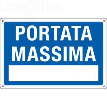Cartello informativo 30x20 cm Cartelli Segnalatori "Portata Massima" 3101