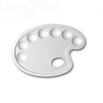 Tavolozze ovali CWR - Bianca - plastica 7 scomparti - 24x17 cm (conf.10)