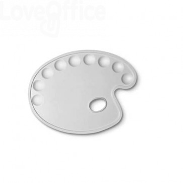 Tavolozza ovale CWR - Bianca - plastica 9 scomparti - 30x22 cm 185