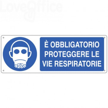 Cartello d'obbligo 35x12,5 cm Cartelli Segnalatori "E' obbligatorio proteggere le vie respiratorie" - E1903K