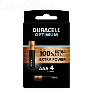 Batteria alcaline Duracell Optimum Ministilo AAA - MN2400 mAh - blister da 4 - DU0031-05000394139213