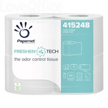 Carta Igienica Freshen tech 3 veli - 230 strappi - Papernet Bianco (conf.4 rotoli)