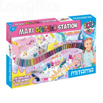 Maxi Glitter Station Mitama - scatola creativa con 100 accessori - colori assortiti