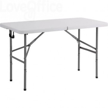 Tavolo rettangolare pieghevole Serena Group in polietilene bianco e base nera 122x61xH.74 cm