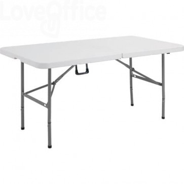 Tavolo rettangolare pieghevole Serena Group in polietilene bianco e base nera 152x76xH.74 cm