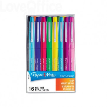 Penne con punta sintetica Flair Nylon Paper Mate - Assortito - 1 mm - S0977450 (conf.16)