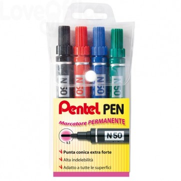 Pentel pennarelli indelebili - Pentel N50 - Assortito - 4,3 mm (conf.4)