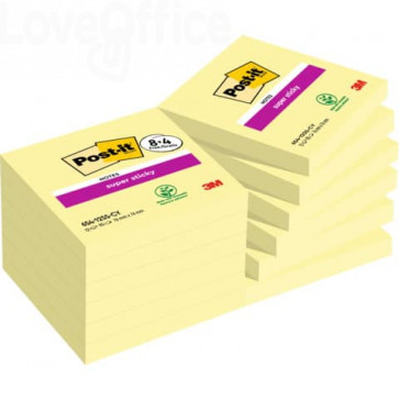 Value pack 8+4 Post-it®Canary Super Sticky 654 Giallo - 76x76 mm