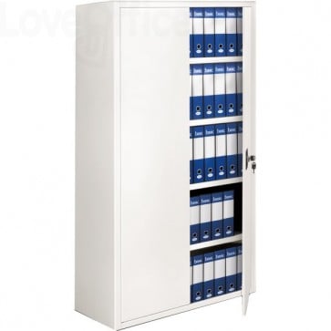 Armadio archivio in metallo Bianco a porte battenti - 610 Tecnical 2 - 4 ripiani - 100x45x200 cm