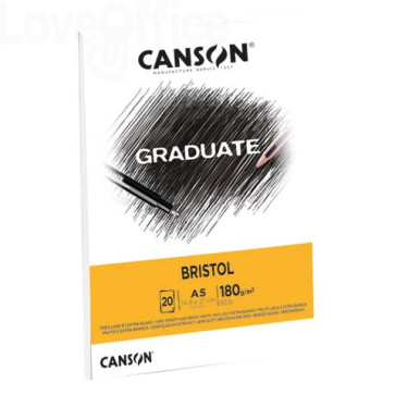 Blocco GRADUATE Bristol A5 20 fogli - 180 g/m² Canson Bianco C400110382