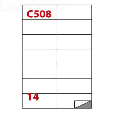 Etichette Bianche permanenti Copiatabu C508 laser/inkjet - 14 et./foglio - Markin 105x42,43 mm (conf.100 fogli)
