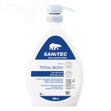 Total body Dermo-detergente delicato per corpo e capelli a bassa schiumosità Skin Lab Sanitec 1000 ml