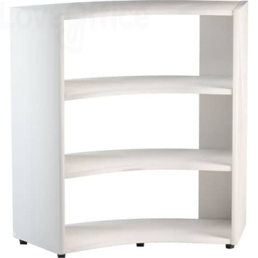 Libreria angolare bifacciale 45° piedini regolabili 2 ripiani 91,7/125,8x44,5xh.119,8 cm Motris Bianco