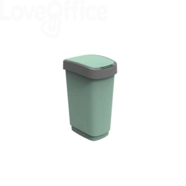 Cestino con coperchio basculante in plastica riciclata 50 litri Rotho salvia/Grigio - F600023